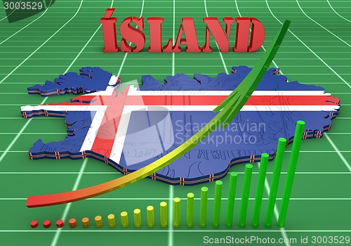 Image of map illustration of Iceland with flag