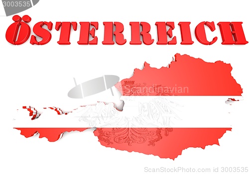 Image of map illustration of Austria with flag