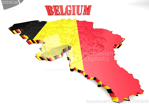 Image of map illustration of Belgium with flag