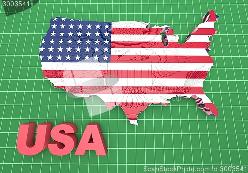 Image of U.S.A. mapped flag in 3D illustration .