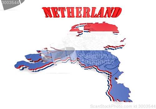 Image of Map illustration of Netherlands with flag