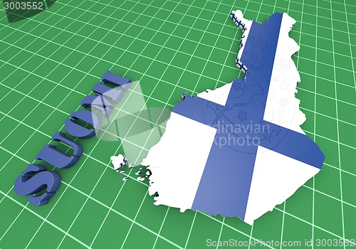 Image of map illustratin of Finland with flag