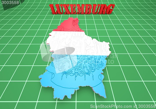 Image of Map illustration of Luxembourg with flag