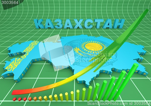 Image of map illustration of Kazakhstan with flag