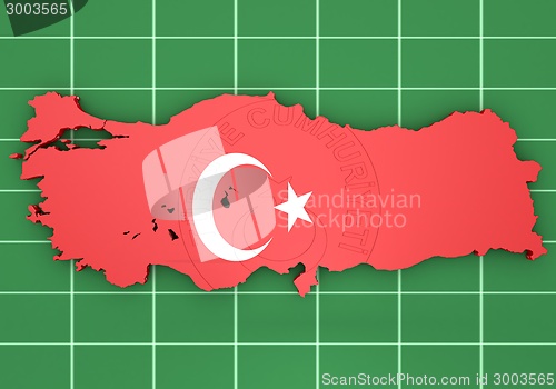 Image of map illustration of Turkey with flag