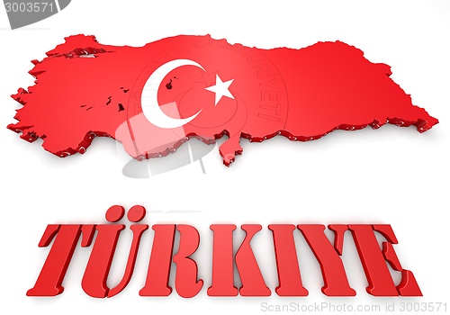 Image of map illustration of Turkey with flag