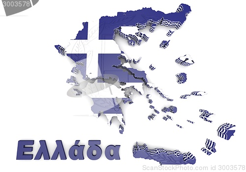 Image of map illustration of Greece with flag