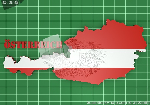 Image of map illustration of Austria with flag