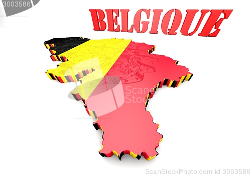 Image of map illustration of Belgium with flag