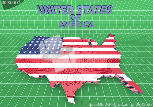 Image of U.S.A. mapped flag in 3D illustration .