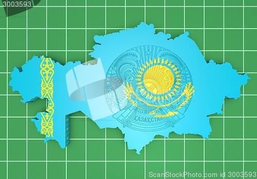 Image of map illustration of Kazakhstan with flag