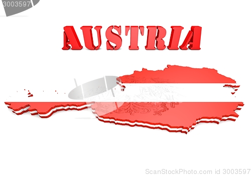 Image of map illustration of Austria with flag