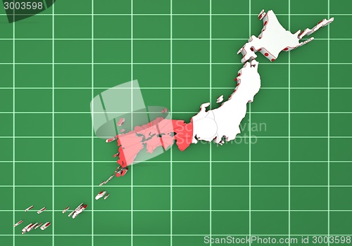 Image of map of Japan with flag