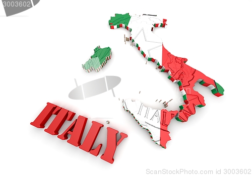 Image of Map of Italy with flag