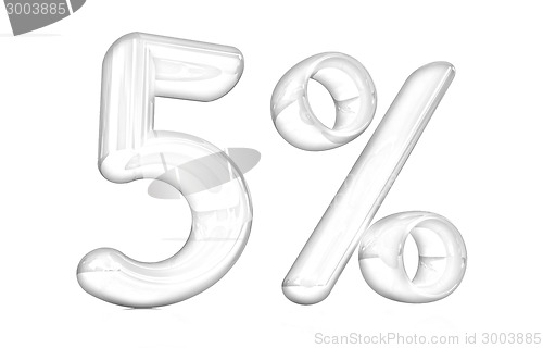 Image of 3d red "5" - five percent