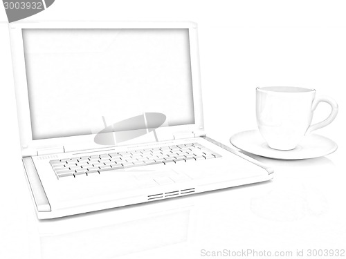 Image of 3d cup and a laptop