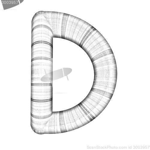 Image of Wooden Alphabet. Letter "D" on a white