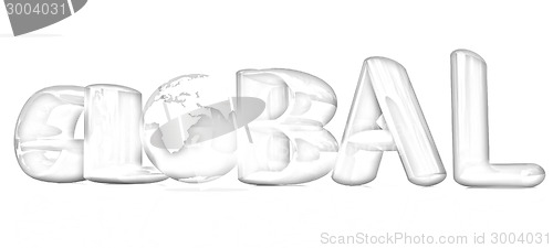 Image of 3d text "Global" with globe.