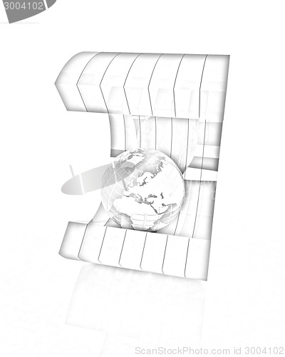 Image of 3d colorful abstract shape and Earth