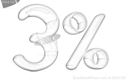 Image of 3d red "3" - three percent