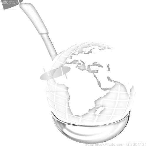 Image of Blue earth on gold soup ladle 