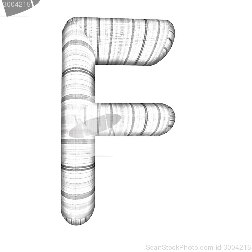 Image of Wooden Alphabet. Letter "F" on a white