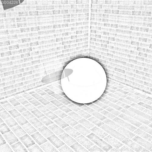 Image of The white plastic ball in the corner of a brick 
