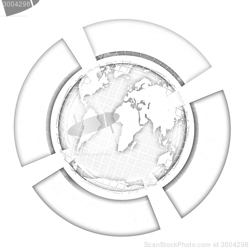 Image of Earth and four semi-circle. 3d button