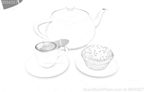 Image of Appetizing pie and cup of coffee