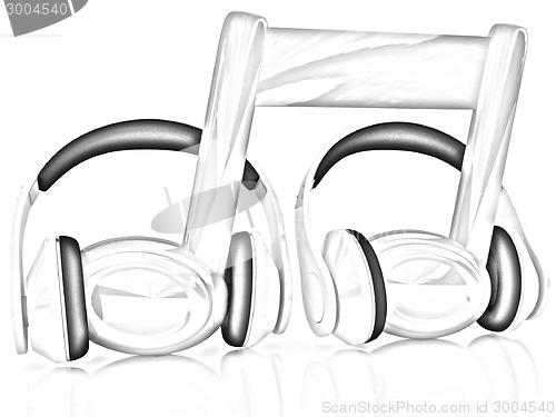 Image of headphones and 3d note