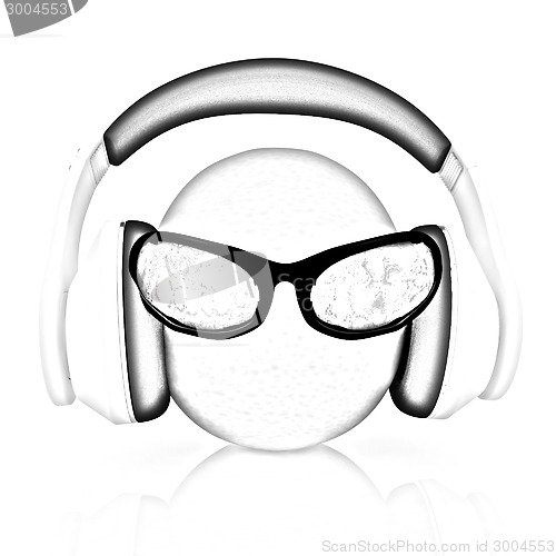 Image of oranges with sun glass and headphones front "face" 