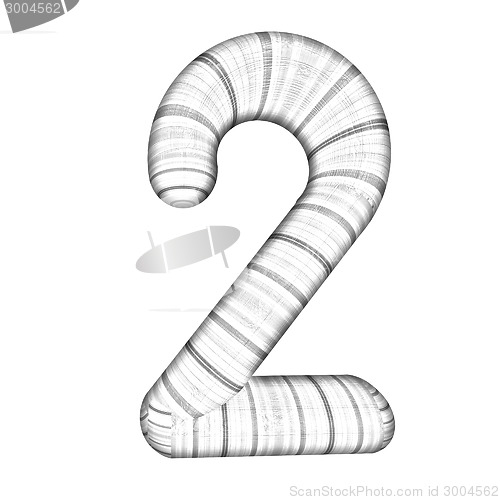 Image of Wooden number "2"- two  on a white. 