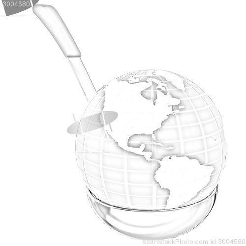 Image of Blue earth on soup ladle 