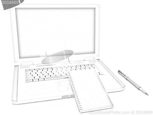 Image of laptop and notepad 