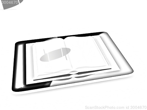 Image of tablet pc and opened book
