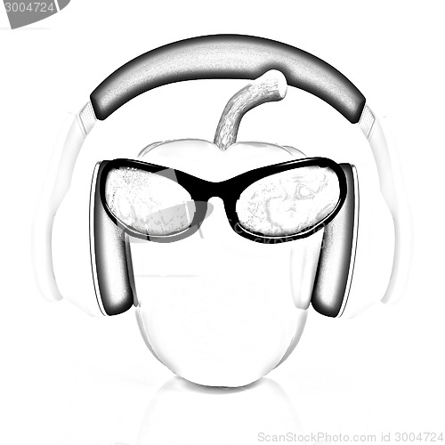 Image of Bell peppers with sun glass and headphones front "face"