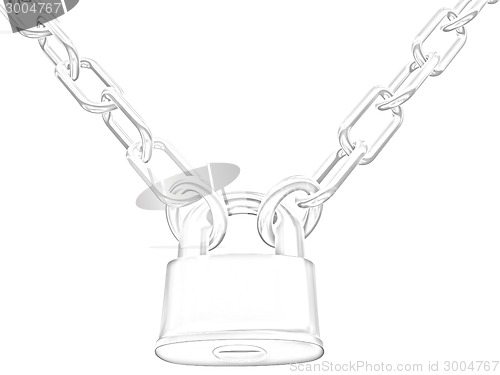 Image of chains and padlock isolation on white background