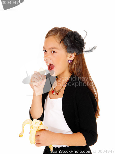 Image of Pretty girl with banana.