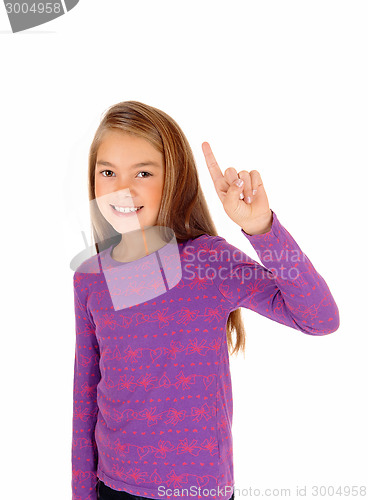Image of Girl pointing with finger.