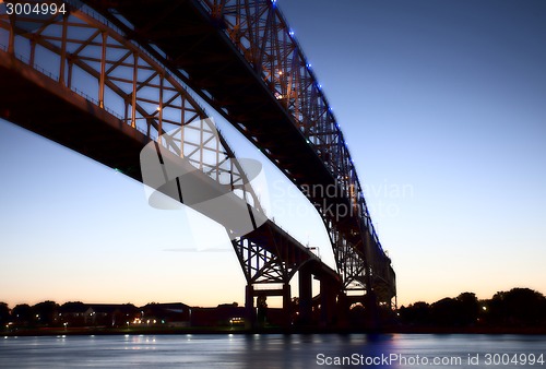 Image of Night Photo Blue Water Bridge