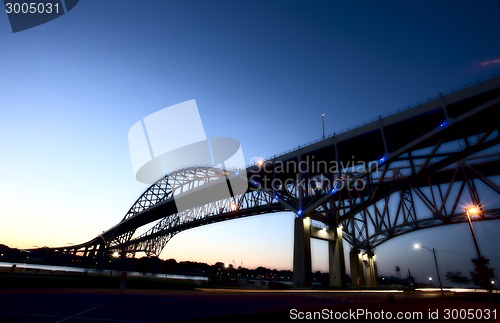 Image of Night Photo Blue Water Bridge