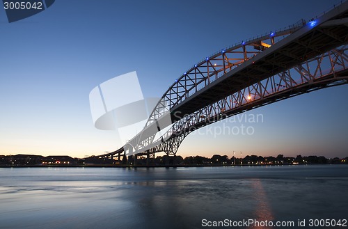 Image of Night Photo Blue Water Bridge