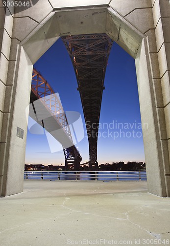 Image of Night Photo Blue Water Bridge