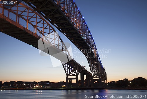 Image of Night Photo Blue Water Bridge