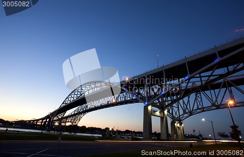 Image of Night Photo Blue Water Bridge