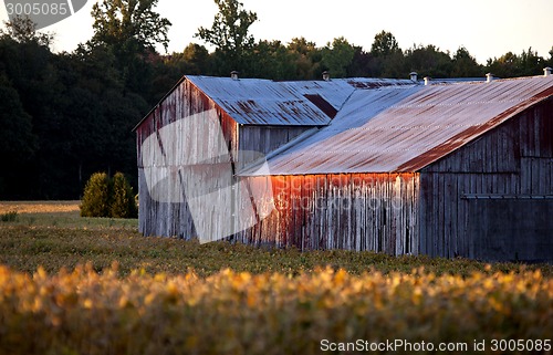 Image of Red Barn at Sunset