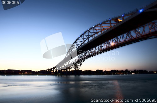 Image of Night Photo Blue Water Bridge