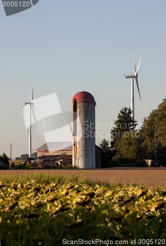 Image of Wind Farm and Silo