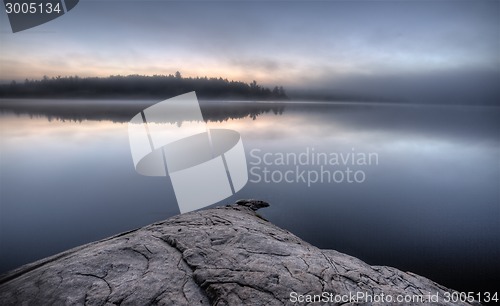 Image of Lake in Autumn sunrise reflection