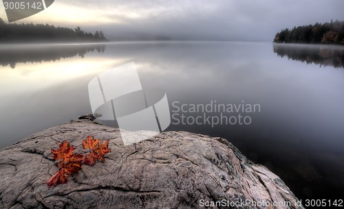 Image of Lake in Autumn sunrise reflection